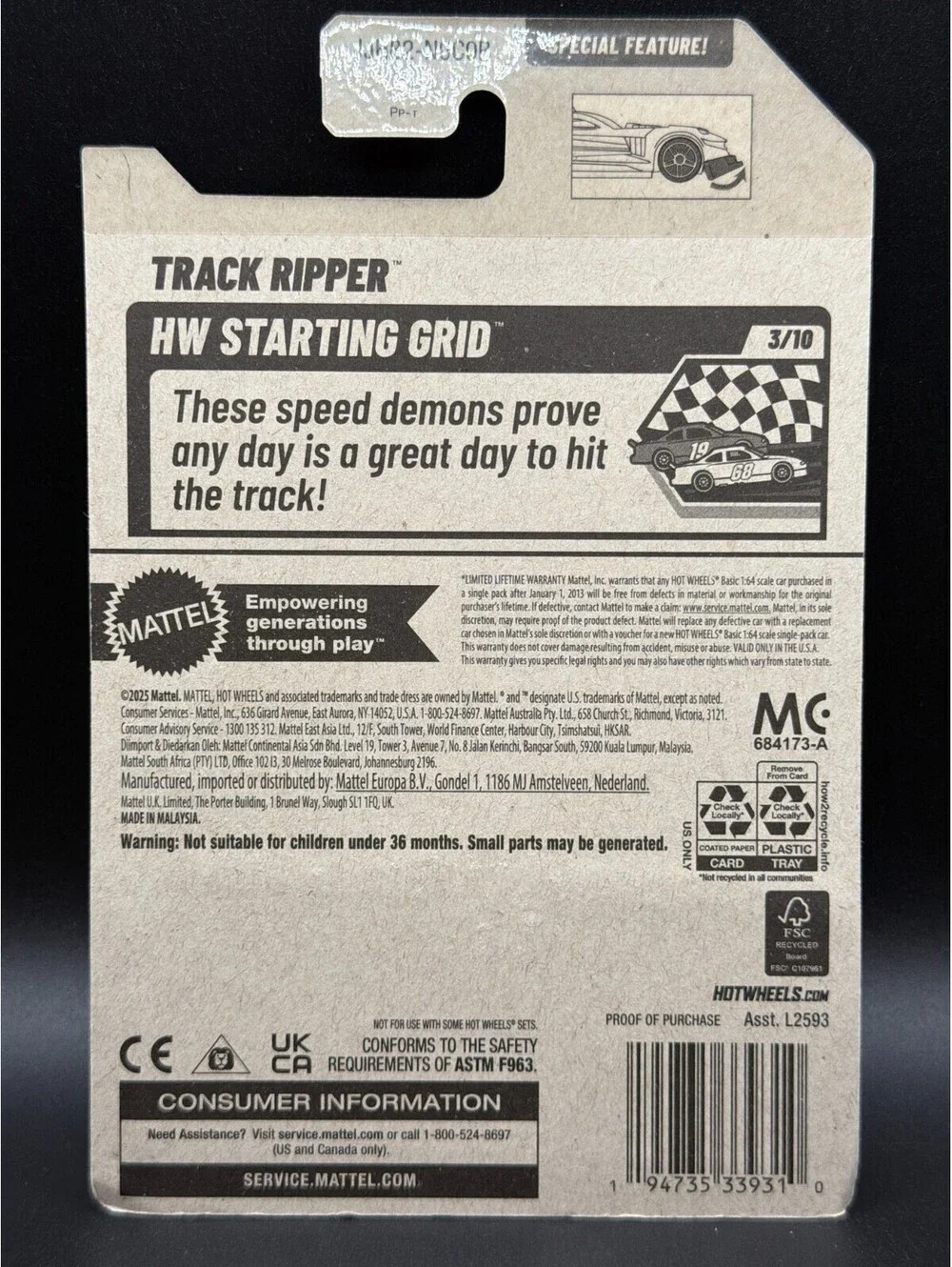 Hot Wheels Track Ripper Purple HW Starting Grid 3/10 24/250 Brand New